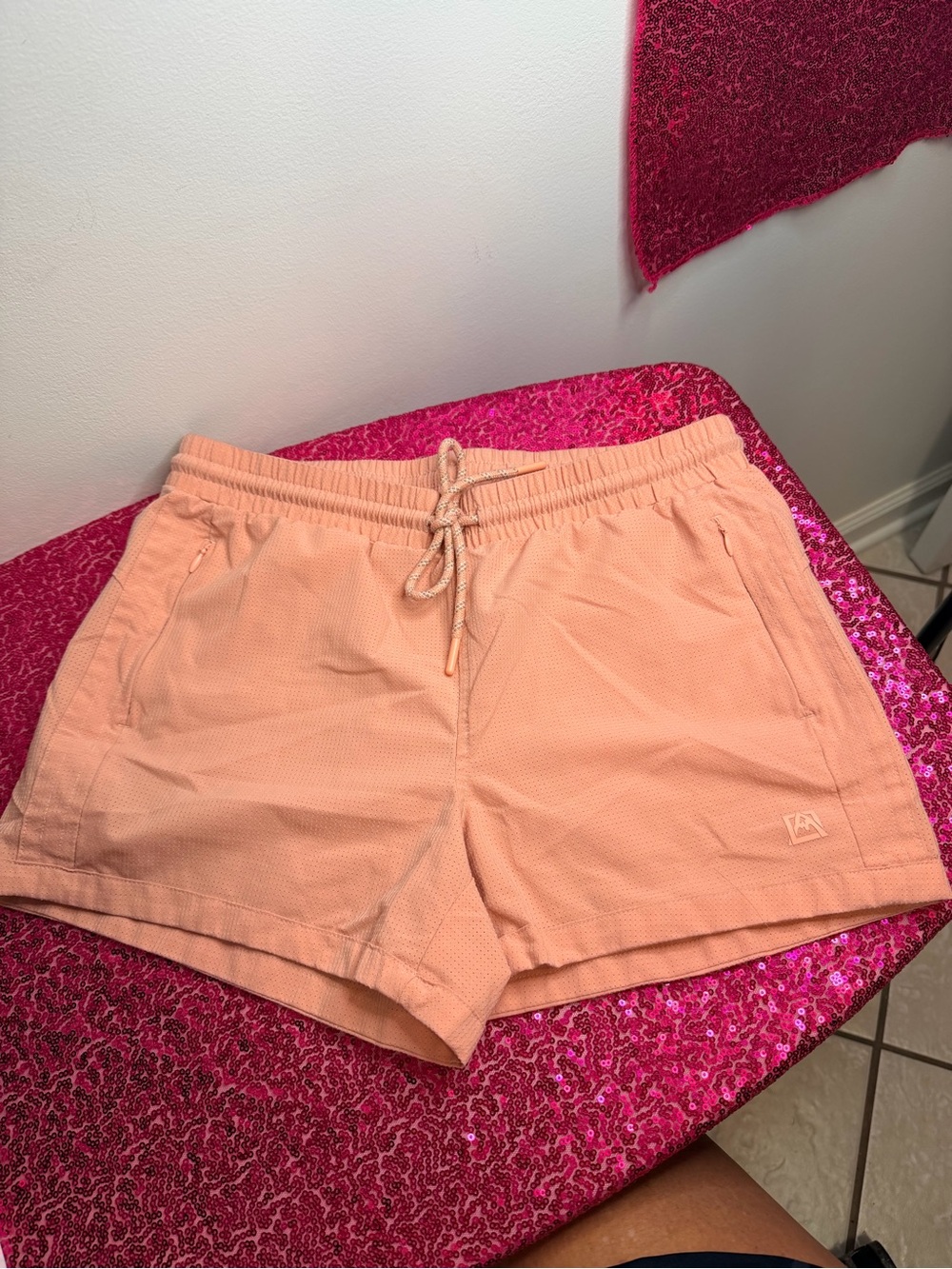 Avalanche Women's Peach Drawstring Athletic Shorts